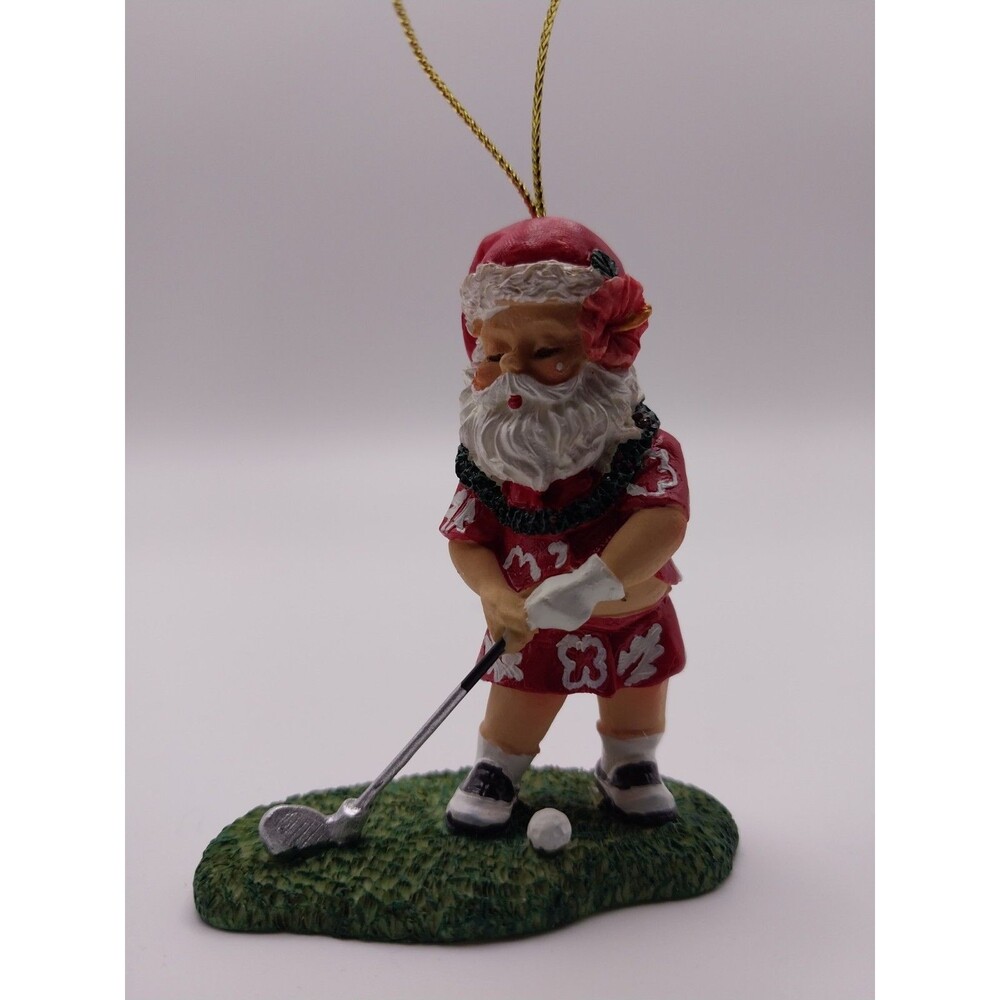 Golfing Santa Christmas Ornament Island Heritage HAWAIIAN DESIGNER 1999 #13050